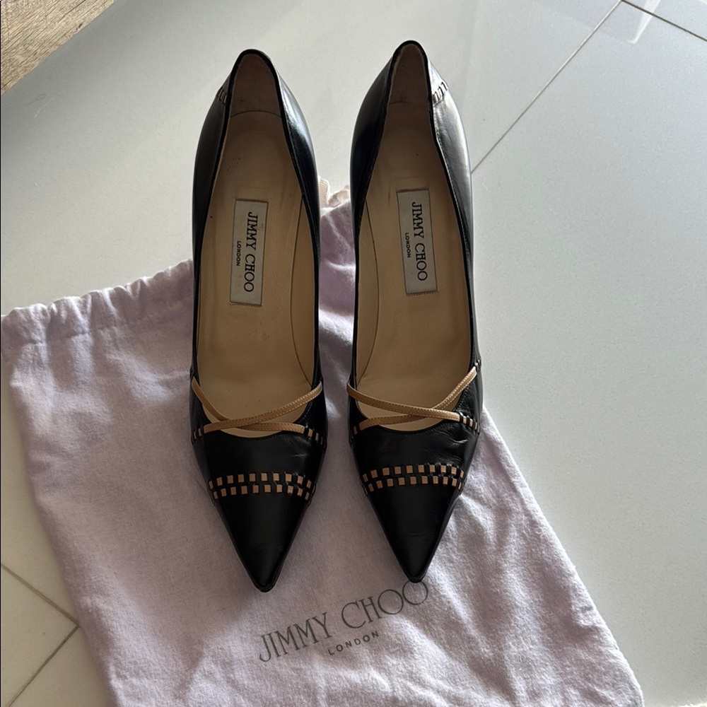 Jimmy Choo dark brown and beige leather heels 39.5